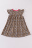 Leopard print I love MOM embroidery dress