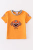 Orange character applique boy top