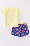 Yellow character applique girl set