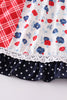 Patriotic floral plaid lace smocked dress