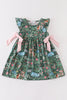 Green floral cat ruffle dress