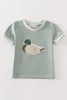 Green duck applique boy top