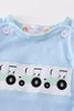 Blue tractor embroidery boy bubble