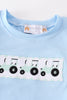 Blue tractor embroidery boy set