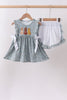 Floral puppy embroidery ruffle shorts set