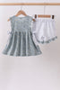 Floral puppy embroidery ruffle shorts set