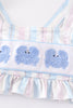 Crab french knot stripe 2pc girl swimsuit