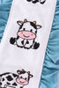 Blue gingham cow embroidery girl pajamas set