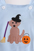 Blue halloween witch dog embroidery boy bubble