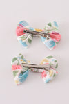 Floral print hair bow