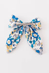 Blue floral print hair sailor bow