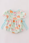 Pumpkin print ruffle girl bubble