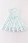 Blue stripe ruffle dress