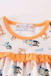 Orange character ruffle girl set