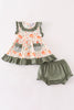 Green pumpkin ruffle baby set