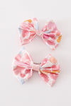 Pink character print piggie hair bow