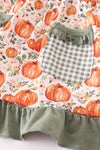 Green pumpkin ruffle girl set