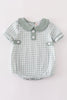 Green gingham boy bubble