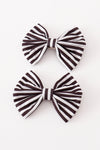 Black stripe piggie hair bow