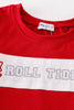 Maroon ROLL TIDE embriodery stripe boy top