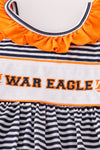 Navy WAR EAGLE embroidery stripe girl set