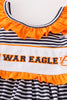 Navy WAR EAGLE embroidery stripe dress