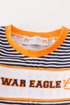 Navy WAR EAGLE embroidery stripe boy set