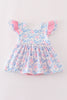 Pink bow print ruffle bubble