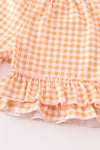 Orange halloween embroidery plaid girl set