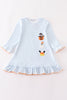 Halloween pumpkin ghost stripe applique dress