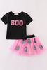 Black halloween boo sequin tutu skorts set