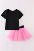 Black halloween boo sequin tutu skorts set