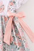 Floral bow pumpkin applique dress