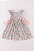 Floral bow pumpkin applique dress