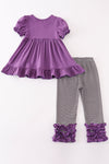 Purple halloween pumpkin BOO applique girl set