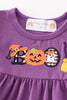 Purple halloween pumpkin BOO applique baby set