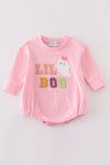 Pink halloween LIL BOO chenille patch girl bubble