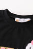 Black halloween MOM&GIRL BOO chenille patch top