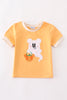 Orange halloween character ghost applique boy top