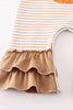 Khaki stripe pumpkin glitter girl romper