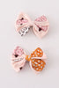 Pink pumpkin piggie hair bow