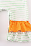 Orange wheelbarrow pumpkin applique stripe girl romper