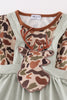 Camouflage deer applique girl romper set