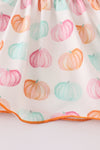 Pumpkin print baby girl bloomers set