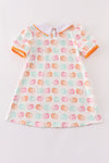 Pumpkin print girl dress