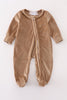 Beige velvet boy romper