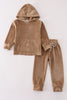 Beige velvet boy hoodie set