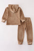 Beige velvet boy hoodie set