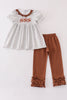 Brown football french knot stripe girl set