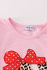 Pink leopard football applique girl set